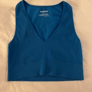Garage Women's Blue Ribbed Crop Top